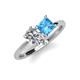 4 - Zoya Pear Shape GIA Certified Diamond & Princess Shape Blue Topaz 2 Stone Duo Ring 