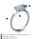 5 - Zoya Pear Shape GIA Certified Diamond & Princess Shape Blue Topaz 2 Stone Duo Ring 