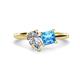 1 - Zoya Pear Shape GIA Certified Diamond & Princess Shape Blue Topaz 2 Stone Duo Ring 