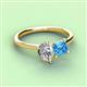 3 - Zoya Pear Shape GIA Certified Diamond & Princess Shape Blue Topaz 2 Stone Duo Ring 
