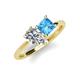 4 - Zoya Pear Shape GIA Certified Diamond & Princess Shape Blue Topaz 2 Stone Duo Ring 