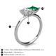 5 - Zoya Pear Shape GIA Certified Diamond & Princess Shape Lab Created Emerald 2 Stone Duo Ring 