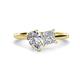 1 - Zoya Pear Shape GIA Certified Diamond & Princess Shape Forever Brilliant Moissanite 2 Stone Duo Ring 