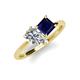 4 - Zoya Pear Shape GIA Certified Diamond & Princess Shape Lab Created Blue Sapphire 2 Stone Duo Ring 