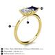 5 - Zoya Pear Shape GIA Certified Diamond & Princess Shape Lab Created Blue Sapphire 2 Stone Duo Ring 