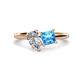 1 - Zoya Pear Shape GIA Certified Diamond & Princess Shape Blue Topaz 2 Stone Duo Ring 