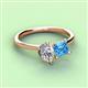 3 - Zoya Pear Shape GIA Certified Diamond & Princess Shape Blue Topaz 2 Stone Duo Ring 