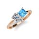 4 - Zoya Pear Shape GIA Certified Diamond & Princess Shape Blue Topaz 2 Stone Duo Ring 