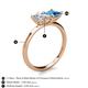 5 - Zoya Pear Shape GIA Certified Diamond & Princess Shape Blue Topaz 2 Stone Duo Ring 