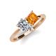4 - Zoya Pear Shape GIA Certified Diamond & Princess Shape Citrine 2 Stone Duo Ring 