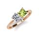 4 - Zoya Pear Shape GIA Certified Diamond & Princess Shape Peridot 2 Stone Duo Ring 