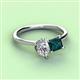 3 - Zoya Pear Shape GIA Certified Diamond & Princess Shape London Blue Topaz 2 Stone Duo Ring 