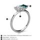 5 - Zoya Pear Shape GIA Certified Diamond & Princess Shape London Blue Topaz 2 Stone Duo Ring 