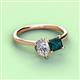 3 - Zoya Pear Shape GIA Certified Diamond & Princess Shape London Blue Topaz 2 Stone Duo Ring 
