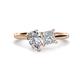 1 - Zoya Pear Shape GIA Certified Diamond & Princess Shape Forever One Moissanite 2 Stone Duo Ring 