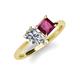 4 - Zoya Pear Shape GIA Certified Diamond & Princess Shape Rhodolite Garnet 2 Stone Duo Ring 