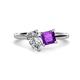 1 - Zoya Pear Shape GIA Certified Diamond & Princess Shape Amethyst 2 Stone Duo Ring 