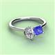 3 - Zoya Pear Shape GIA Certified Diamond & Princess Shape Tanzanite 2 Stone Duo Ring 