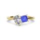 1 - Zoya Pear Shape GIA Certified Diamond & Princess Shape Tanzanite 2 Stone Duo Ring 