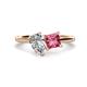 1 - Zoya Pear Shape GIA Certified Diamond & Princess Shape Pink Tourmaline 2 Stone Duo Ring 