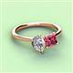 3 - Zoya Pear Shape GIA Certified Diamond & Princess Shape Pink Tourmaline 2 Stone Duo Ring 