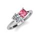 4 - Zoya Pear Shape GIA Certified Diamond & Princess Shape Pink Tourmaline 2 Stone Duo Ring 