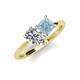 4 - Zoya Pear Shape GIA Certified Diamond & Princess Shape Aquamarine 2 Stone Duo Ring 