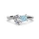 1 - Zoya Pear Shape GIA Certified Diamond & Princess Shape Aquamarine 2 Stone Duo Ring 