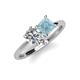 4 - Zoya Pear Shape GIA Certified Diamond & Princess Shape Aquamarine 2 Stone Duo Ring 