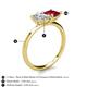 5 - Zoya Pear Shape GIA Certified Diamond & Princess Shape Lab Created Ruby 2 Stone Duo Ring 