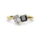 1 - Zoya Pear Shape GIA Certified Diamond & Princess Shape Black Diamond 2 Stone Duo Ring 