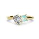 1 - Zoya Pear Shape GIA Certified Diamond & Princess Shape Lab Created Opal 2 Stone Duo Ring 