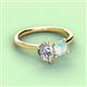 3 - Zoya Pear Shape GIA Certified Diamond & Princess Shape Lab Created Opal 2 Stone Duo Ring 