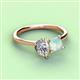 3 - Zoya Pear Shape GIA Certified Diamond & Princess Shape Lab Created Opal 2 Stone Duo Ring 