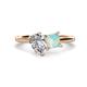1 - Zoya Pear Shape GIA Certified Diamond & Princess Shape Lab Created Opal 2 Stone Duo Ring 