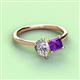 3 - Zoya Pear Shape Certified Lab Grown Diamond & Princess Shape Amethyst 2 Stone Duo Ring 