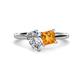 1 - Zoya Pear Shape Certified Lab Grown Diamond & Princess Shape Citrine 2 Stone Duo Ring 