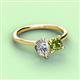 3 - Zoya Pear Shape Certified Lab Grown Diamond & Princess Shape Peridot 2 Stone Duo Ring 