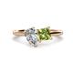 1 - Zoya Pear Shape Certified Lab Grown Diamond & Princess Shape Peridot 2 Stone Duo Ring 