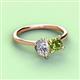 3 - Zoya Pear Shape Certified Lab Grown Diamond & Princess Shape Peridot 2 Stone Duo Ring 