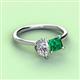 3 - Zoya Pear Shape Certified Lab Grown Diamond & Princess Shape Lab Created Emerald 2 Stone Duo Ring 