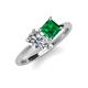 4 - Zoya Pear Shape Certified Lab Grown Diamond & Princess Shape Lab Created Emerald 2 Stone Duo Ring 