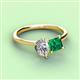 3 - Zoya Pear Shape Certified Lab Grown Diamond & Princess Shape Lab Created Emerald 2 Stone Duo Ring 