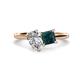 1 - Zoya Pear Shape Certified Lab Grown Diamond & Princess Shape London Blue Topaz 2 Stone Duo Ring 
