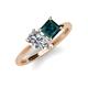 4 - Zoya Pear Shape Certified Lab Grown Diamond & Princess Shape London Blue Topaz 2 Stone Duo Ring 
