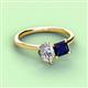 3 - Zoya Pear Shape Certified Lab Grown Diamond & Princess Shape Lab Created Blue Sapphire 2 Stone Duo Ring 