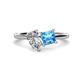 1 - Zoya Pear Shape Certified Lab Grown Diamond & Princess Shape Blue Topaz 2 Stone Duo Ring 