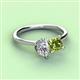 3 - Zoya Pear Shape Certified Lab Grown Diamond & Princess Shape Peridot 2 Stone Duo Ring 