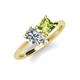 4 - Zoya Pear Shape Certified Lab Grown Diamond & Princess Shape Peridot 2 Stone Duo Ring 