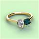 3 - Zoya Pear Shape Certified Lab Grown Diamond & Princess Shape London Blue Topaz 2 Stone Duo Ring 